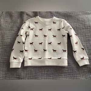 Janie and Jack crewneck white horse print size 5 NWT